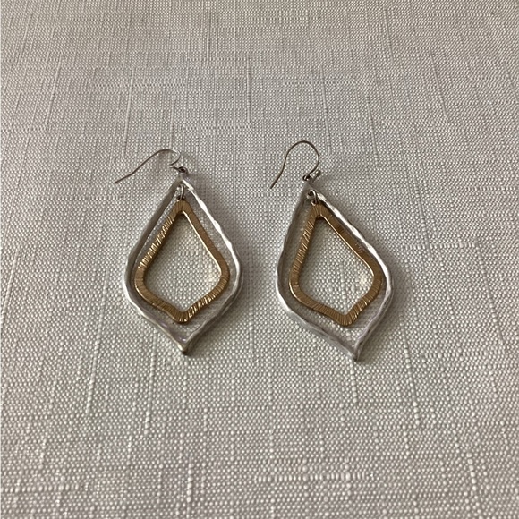Guess Silver and Gold Tone Drop Earrings - Picture 2 of 2